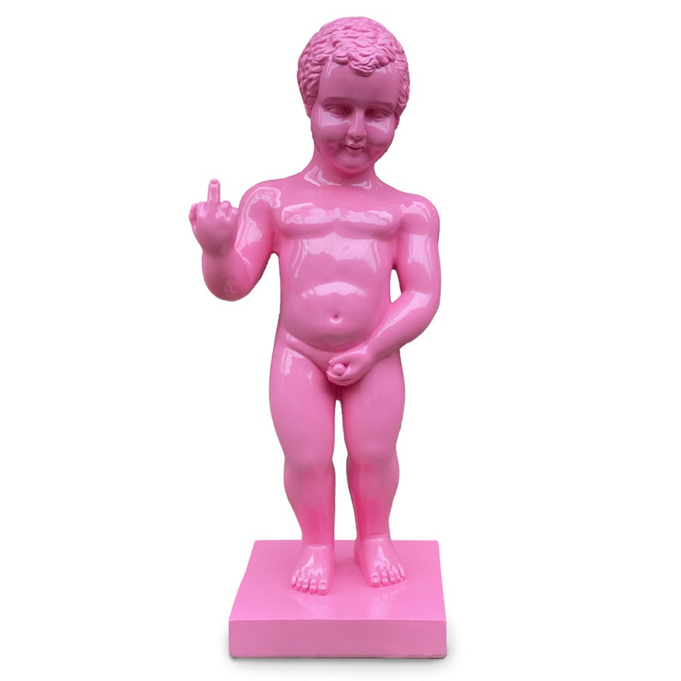 Beeld Manneken Pis F*ck You Roze XL 25x60cm