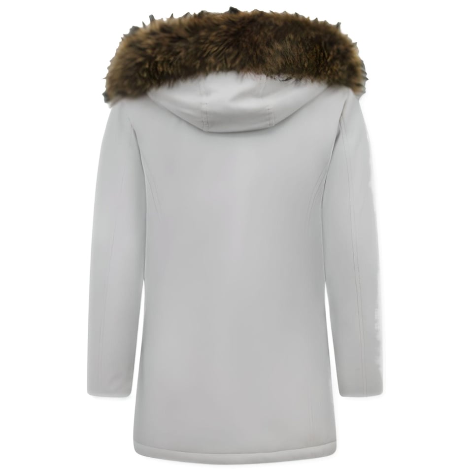 Dames Winterjas Met Echte Bontkraag - Slim Fit - Beige