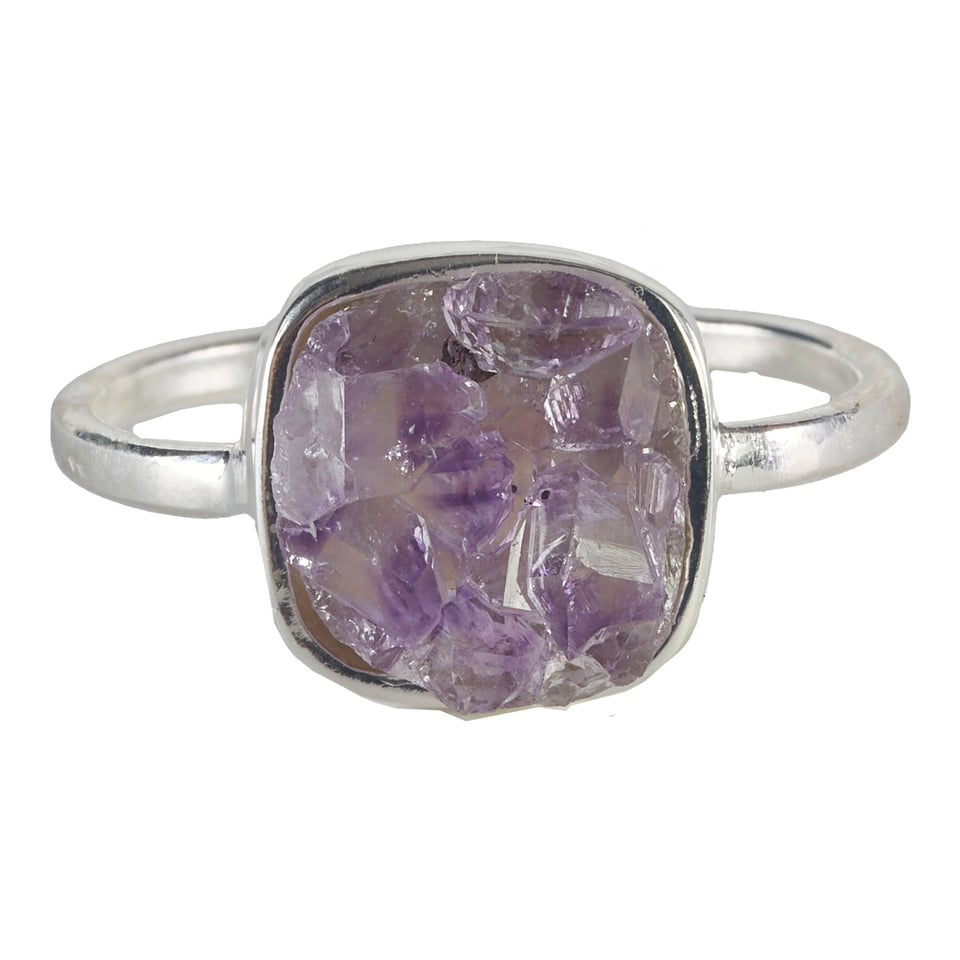Amethyst Geode Ring - Silver Plated - 1.9