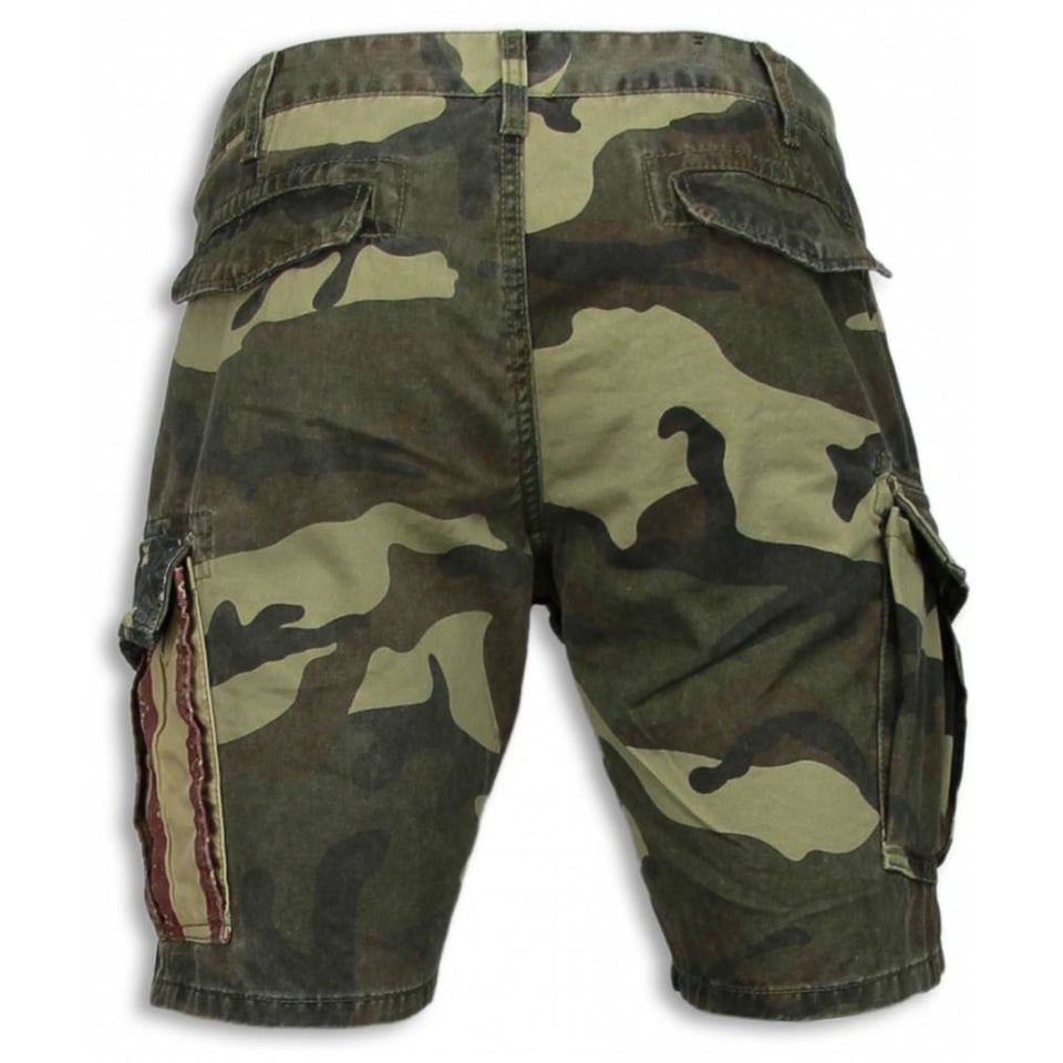 Korte Broeken Heren - Slim Fit Camouflage Shorts - Licht Groen