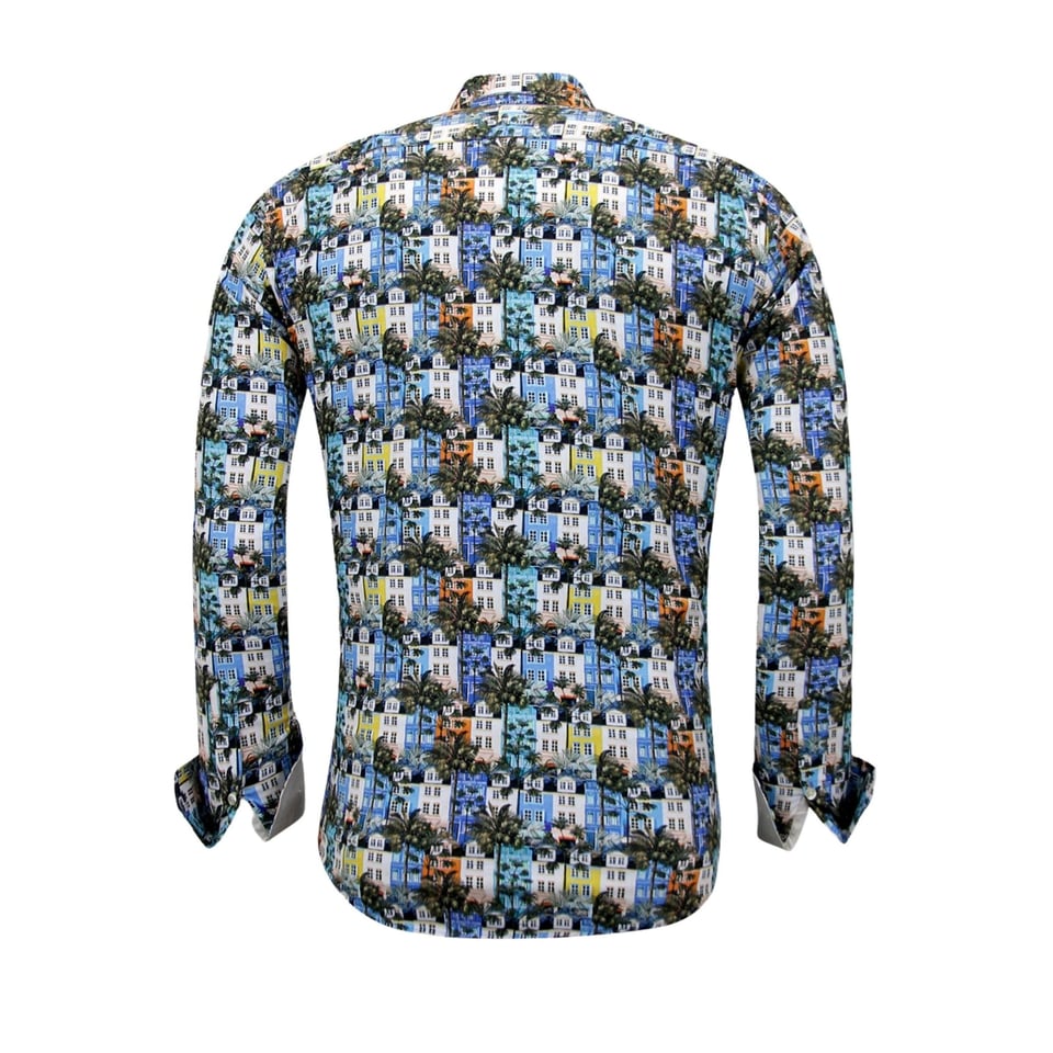 Blouse Met Print Mannen - 3113 - Blauw