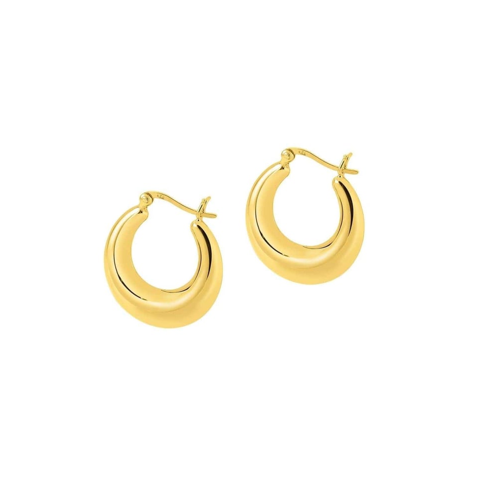 Big Gold Plated Droplet Hoop Earrings