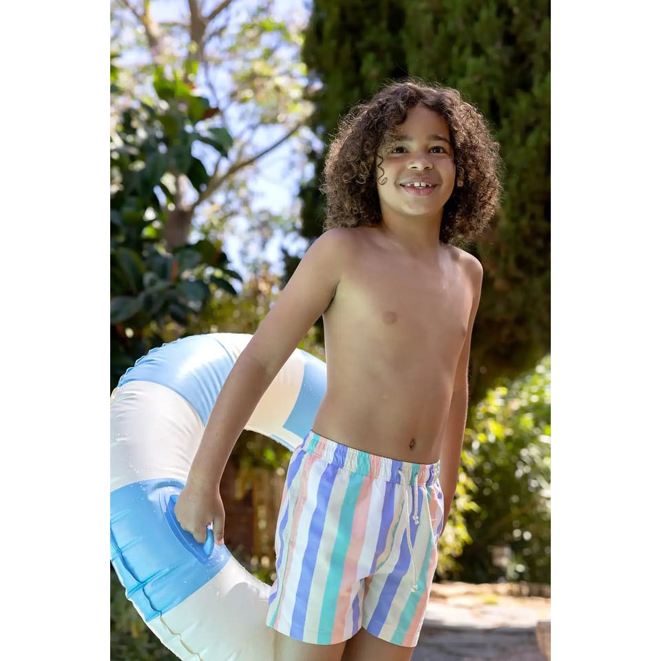 Sproet & Sprout Swim Shorts Multi Colour Stripes Nectarine