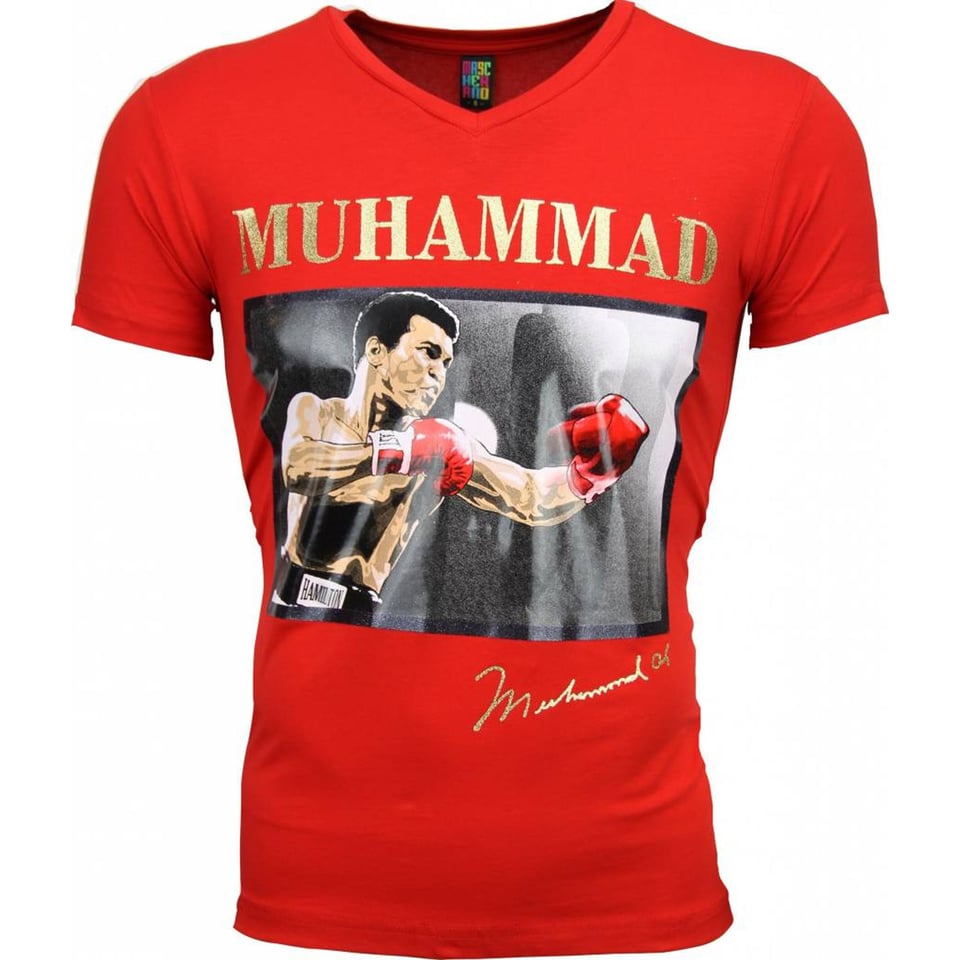 T-Shirt - Muhammad Ali Glossy Print - Rood