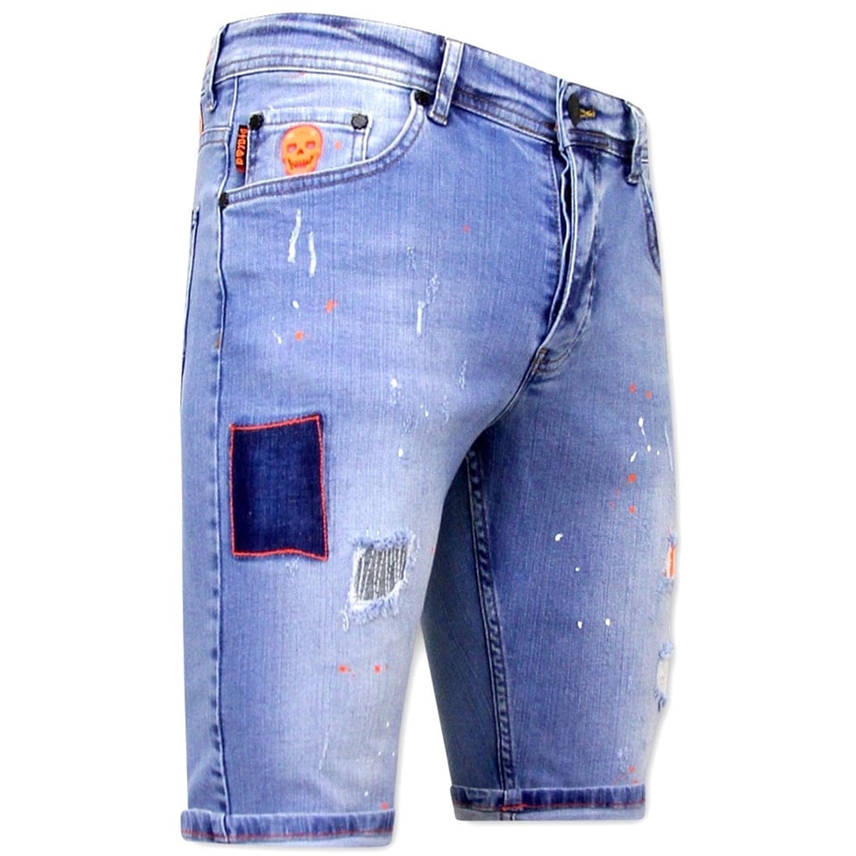 Exclusieve Skinny Jeans Short Heren - 1040 - Blauw