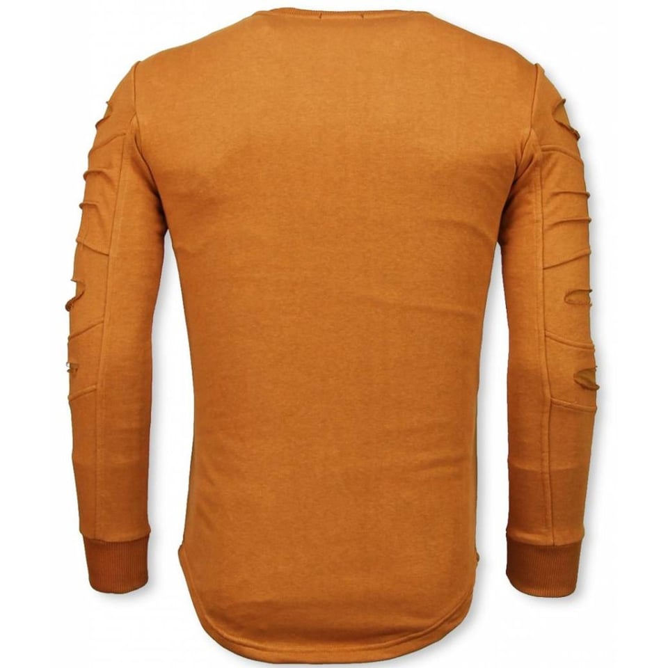 3D Stamp PARIS Trui - Damaged Sweater - Oranje