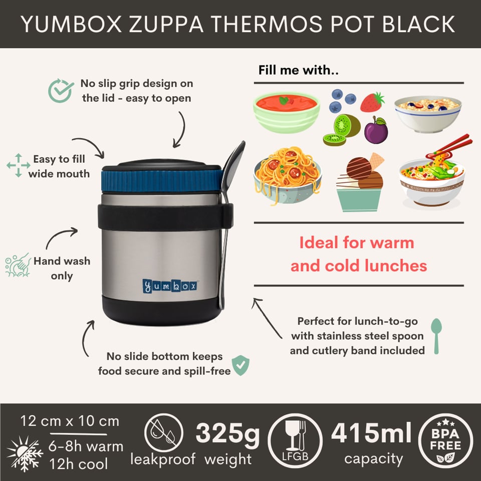 Yumbox Zuppa Twilight Black Met Lepel - Zwart