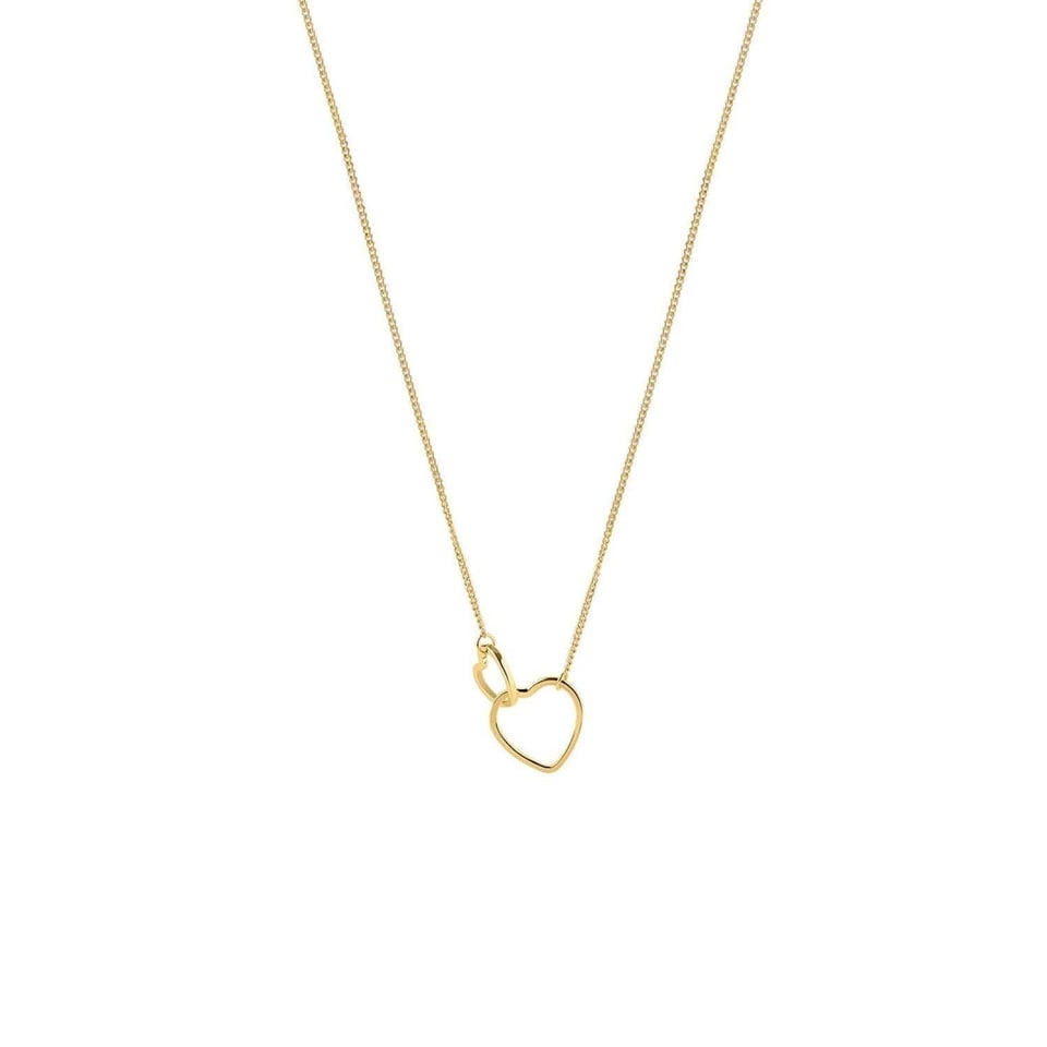 Gold Plated Necklace with Double Heart