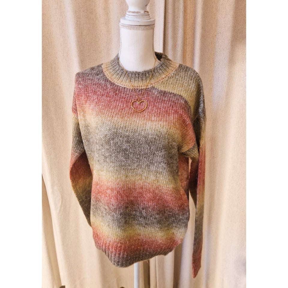 Roundneck Rainbow sweater - Brown - OneSize