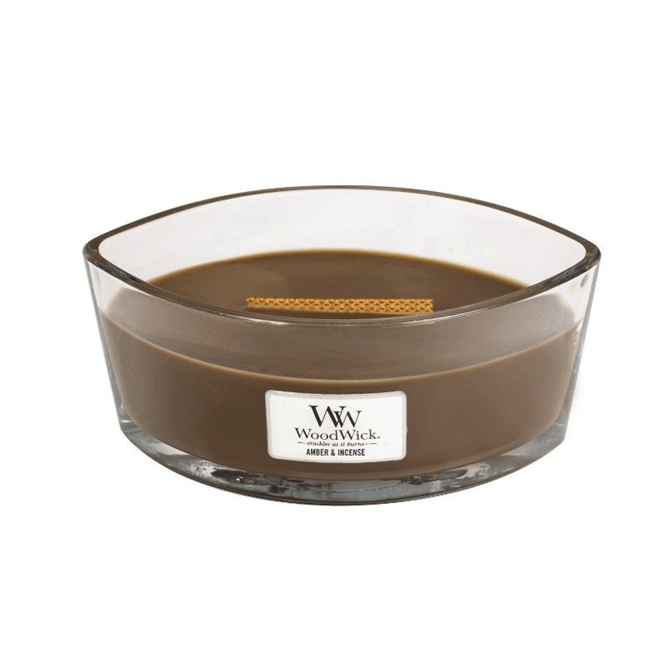 W352 Amber & Incense ellipse woodwick candle