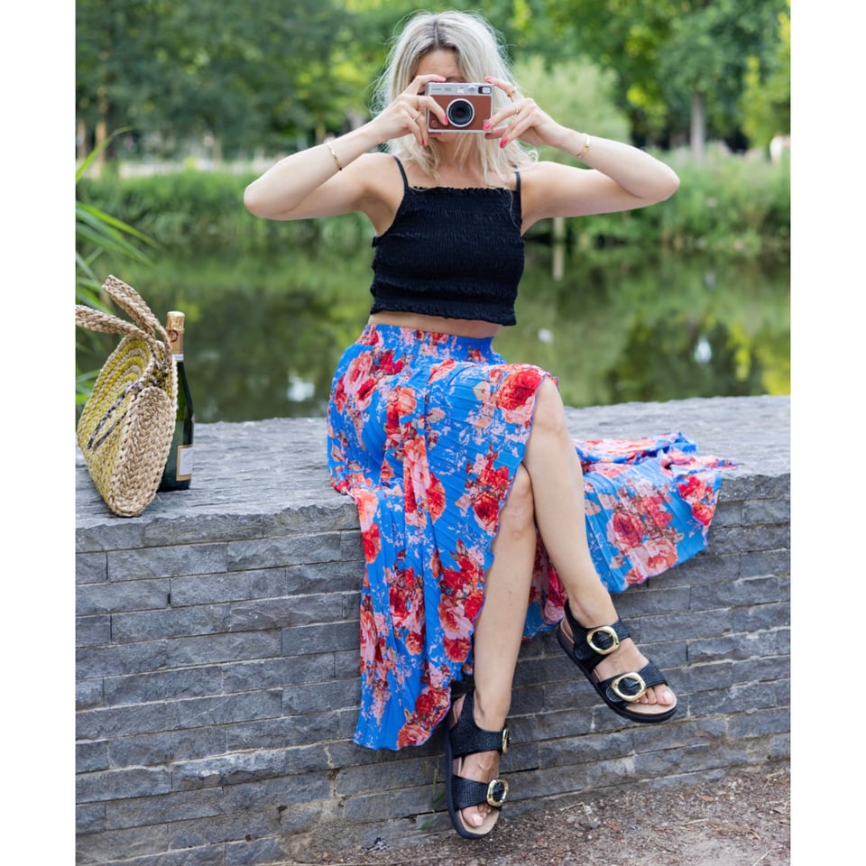 New Floral printed - Summer Skirt BLUE