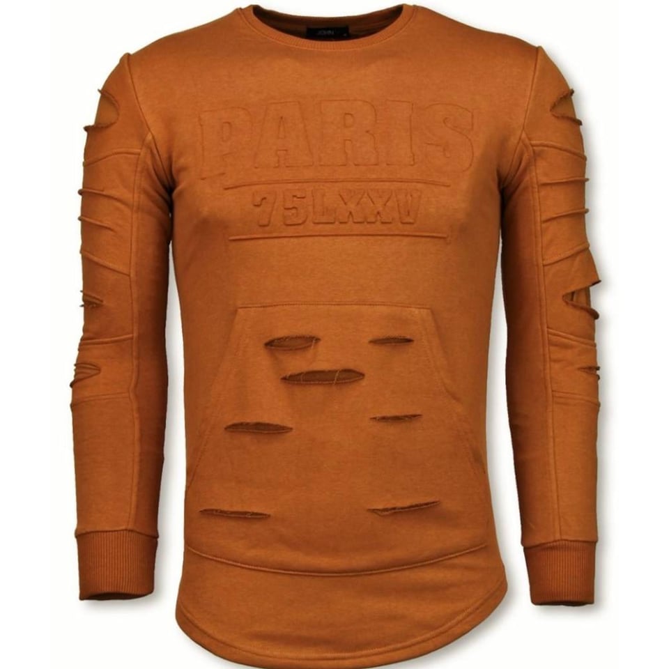 3D Stamp PARIS Trui - Damaged Sweater - Oranje