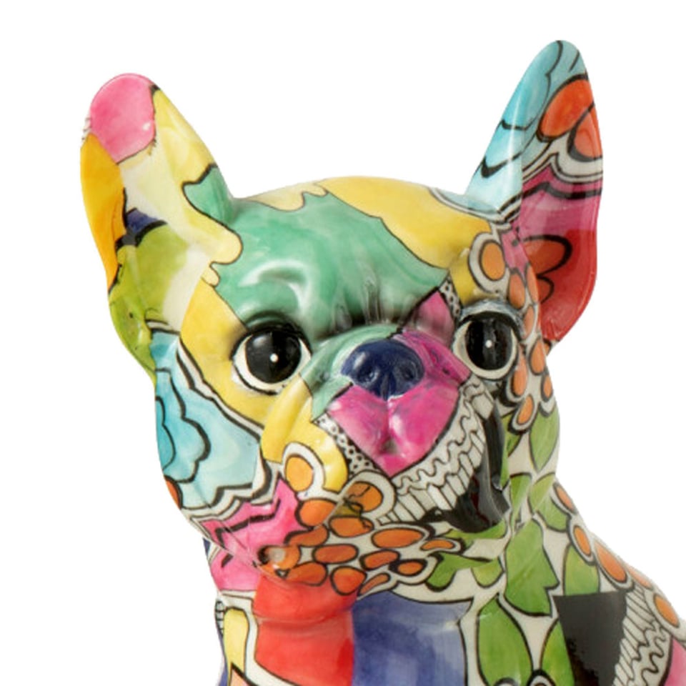Beeldje Zittende Bulldog Pop-Art B11xH20cm