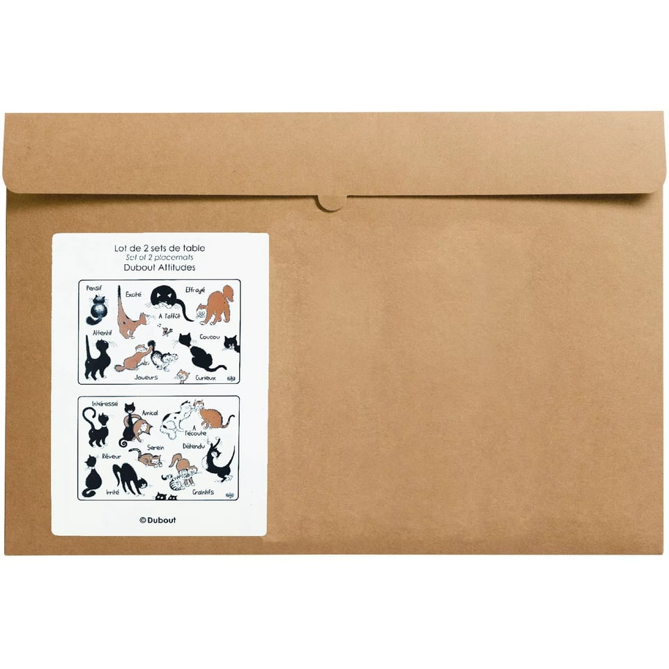 Set van 2 Dubout Attitudes placemats, zwart/rood, 30 x 45 cm