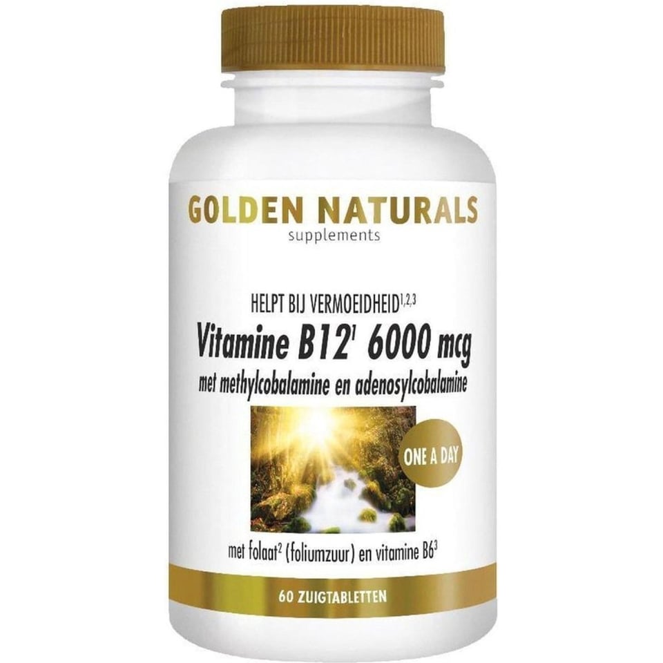 Golden Naturals Vitamine B12 6000 Mcg (60 Veganistische Zuigtabletten)