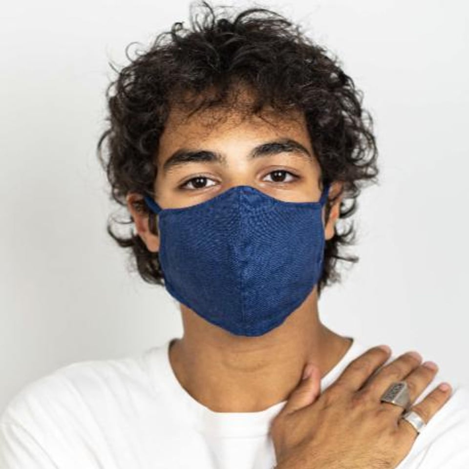 Herbruikbaar mondkapje linnen donkerblauw