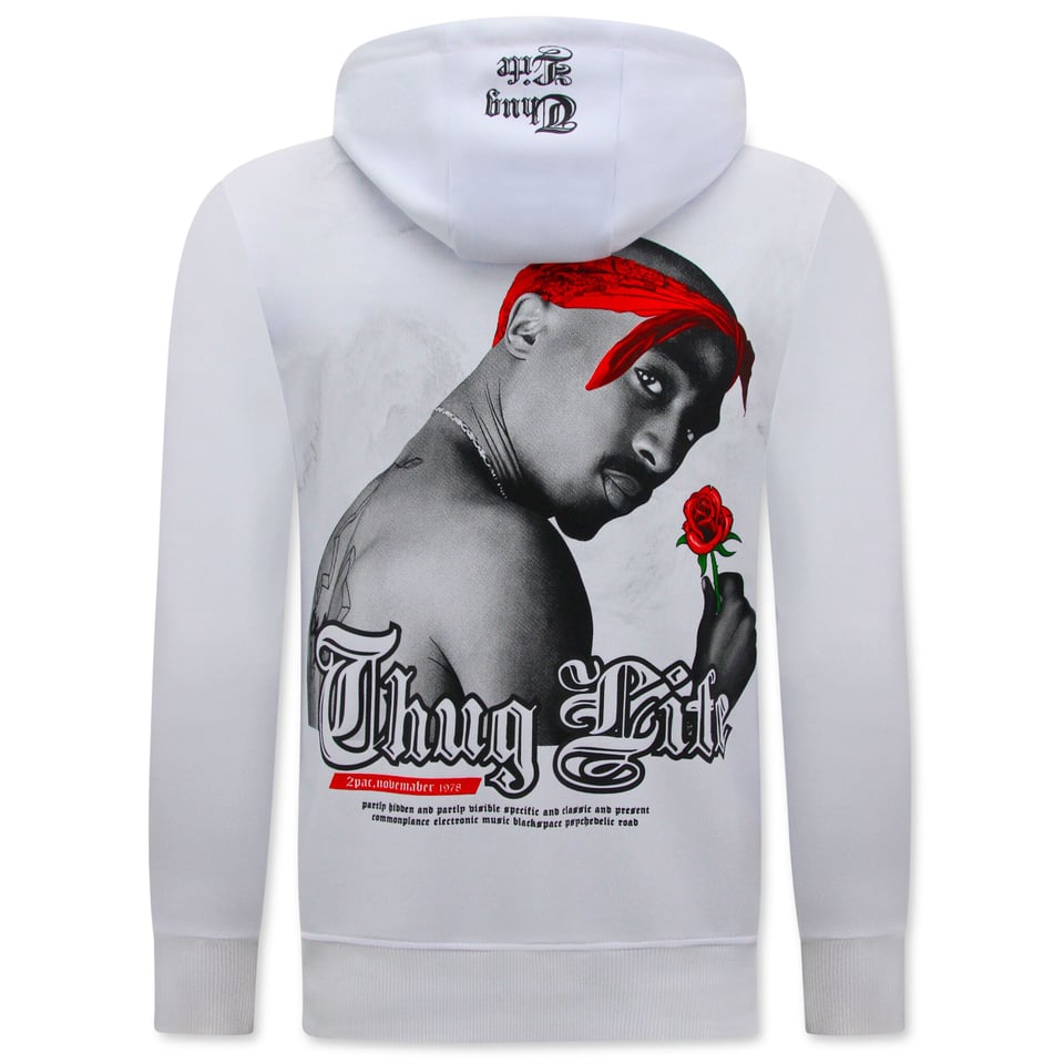 Tupac Heren Hoodie - Thug Life - Wit