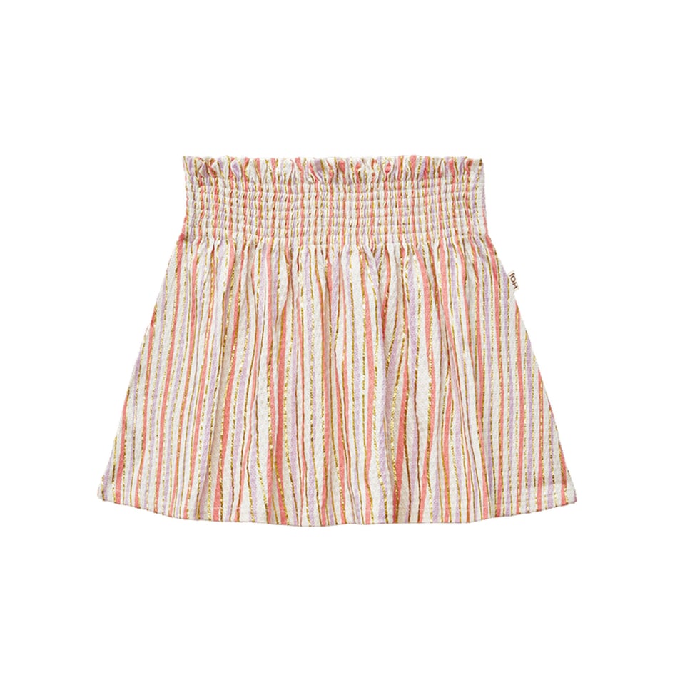 House of Jamie Smocked Skirt Gold Vertical Stripes