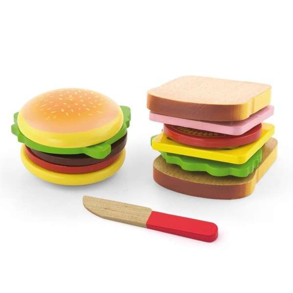 Hamburger en Sandwich Set- 11 Delig - Viga Toys