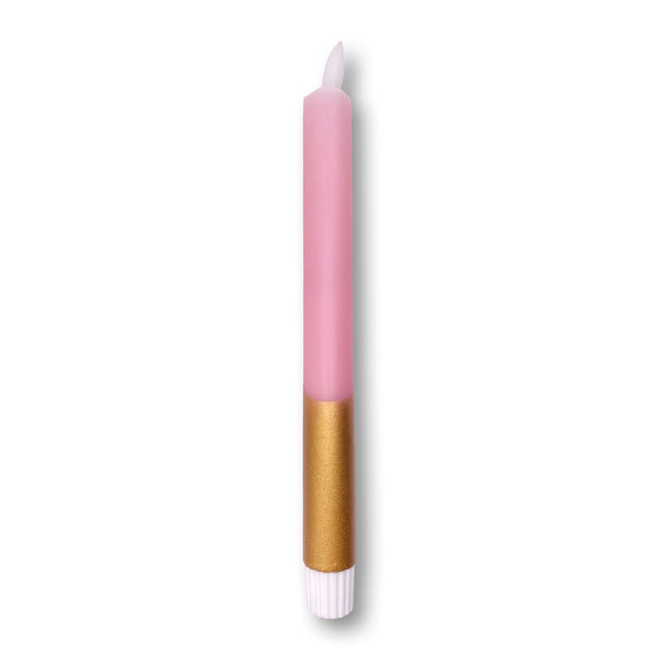 LED-Kaars Candy Licht-Roze Goud 2x25cm + Timer