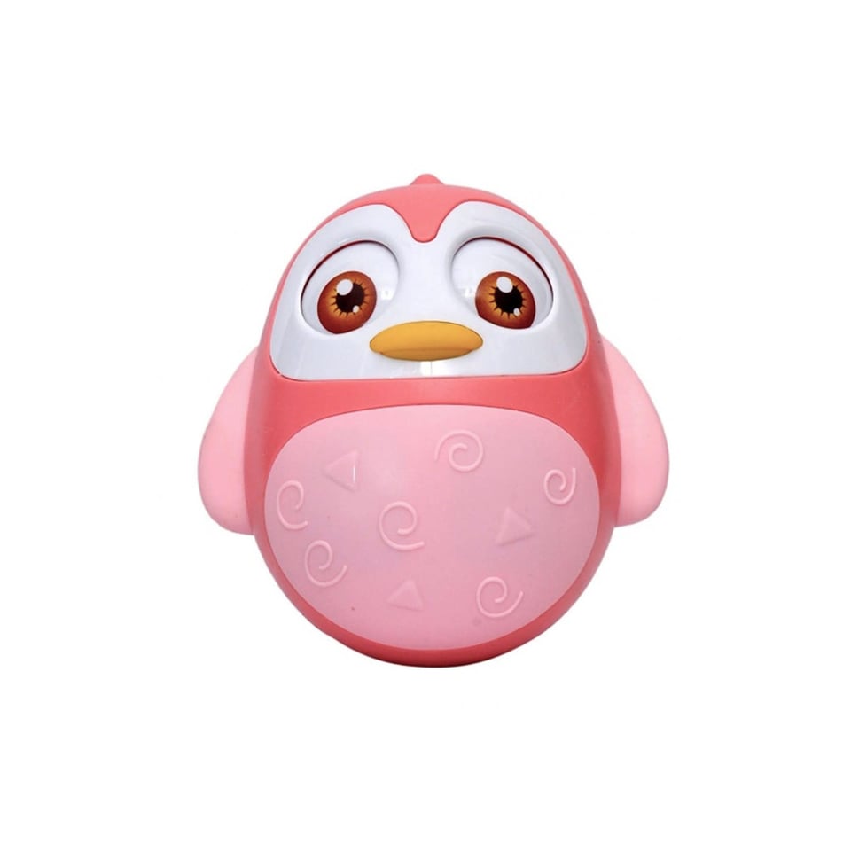 Happy World Roly Poly Pinguin Tuimelaar Roze 12 Cm +18 Mnd