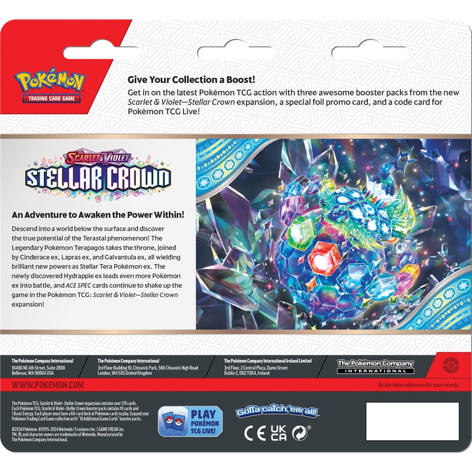 Pokémon Scarlet and Violet Stellar Crown 3 Boosters