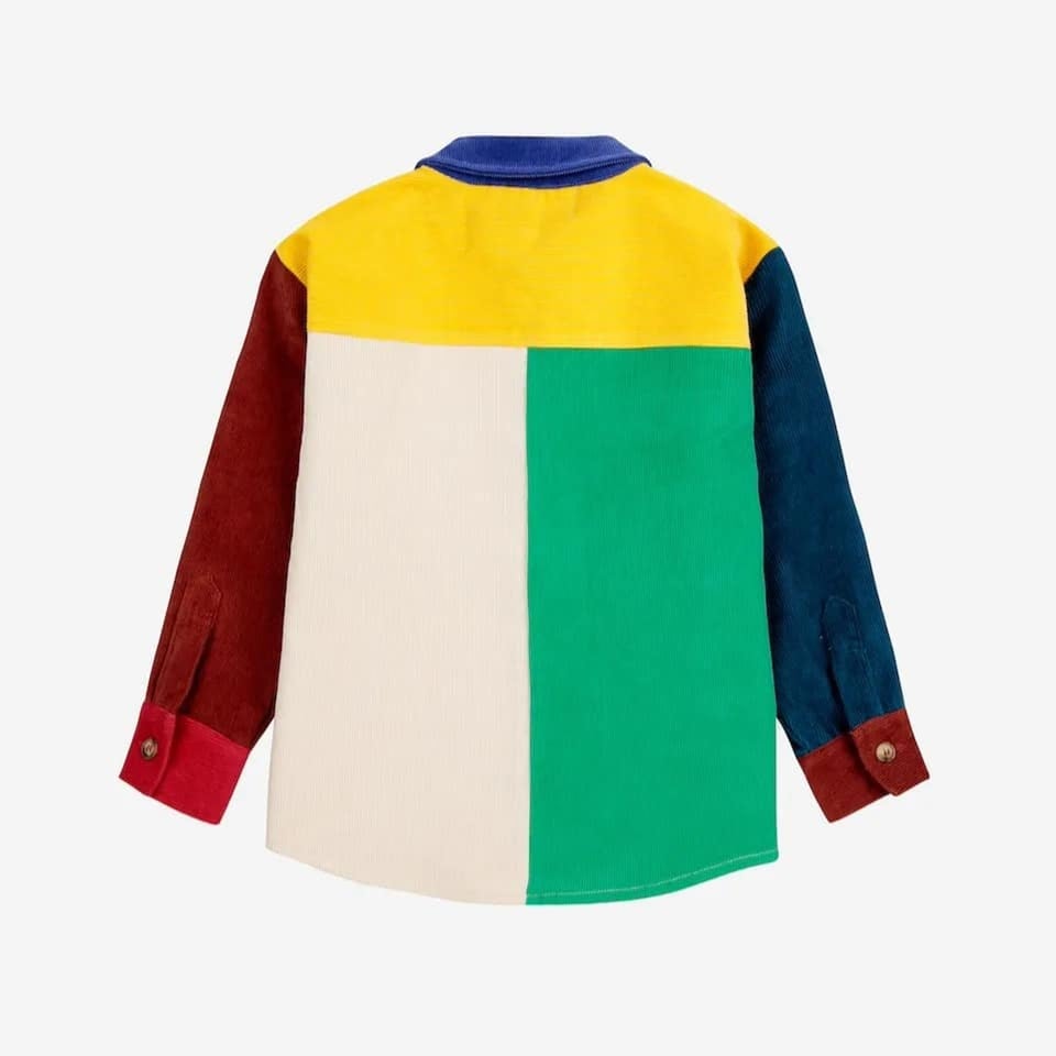 Bobo Choses Bobo Square Embroidery Color Block Corduroy Shirt