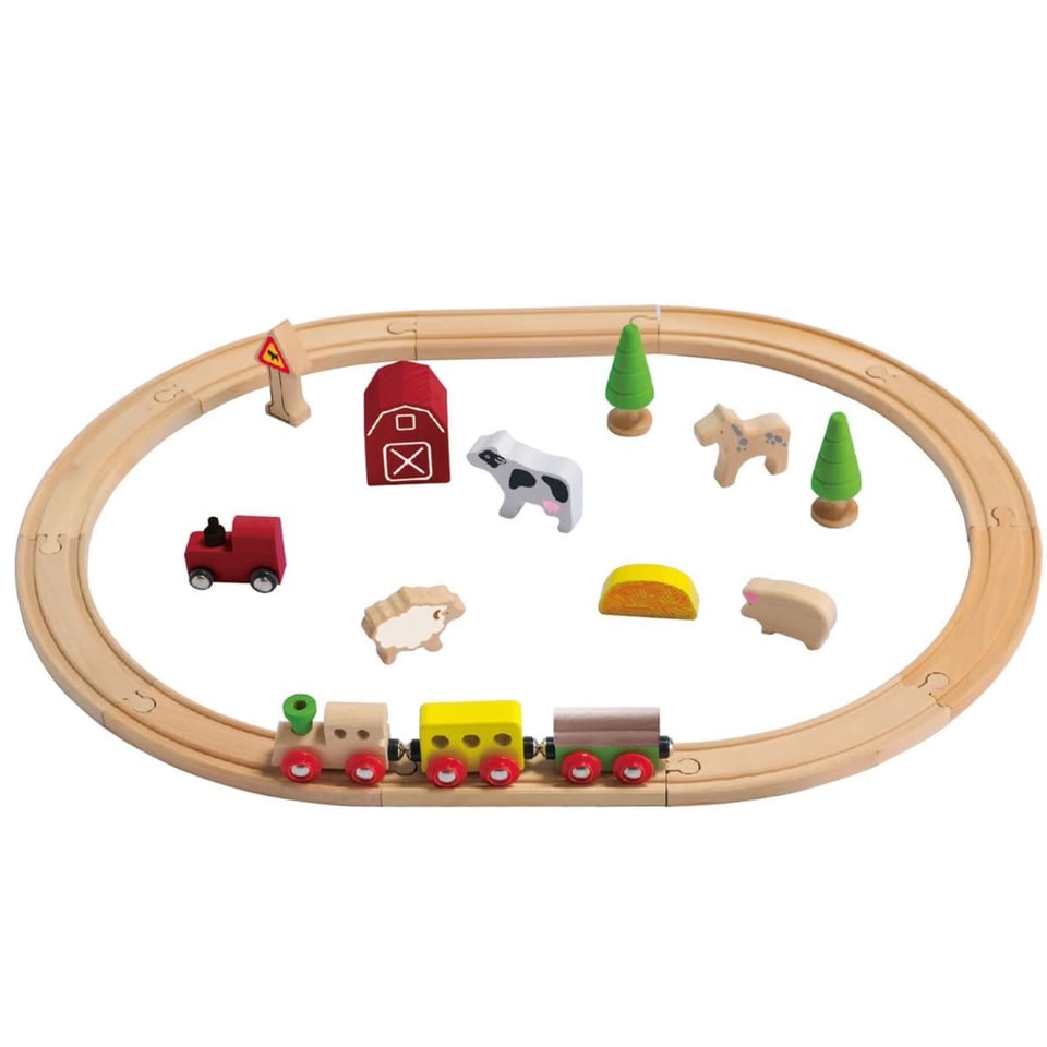 EverEarth Houten Treinbaan Farm Train Set 25 Delig 3+