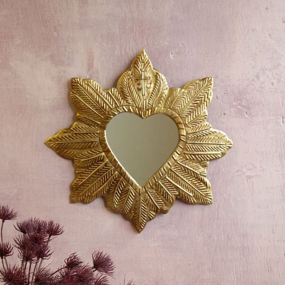 Spiegeltje Hart Royal Veren Antiek Goud 27x35cm