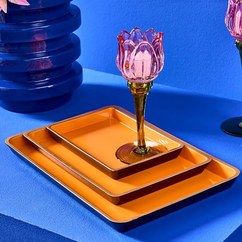 Set Van 3 Dienbladen Met Gouden Rand in 4 Kleuren