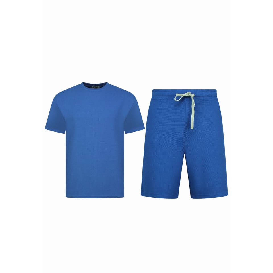 Zomerset Heren - Ribbed Oversized - Two Piece Setje - Twinset - Co Ord Set - 918 - Blauw