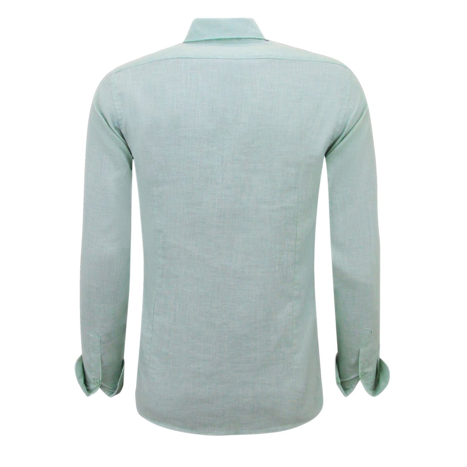 Linnen Overhemd Heren - Regular Fit - Casual Blanco - Groen