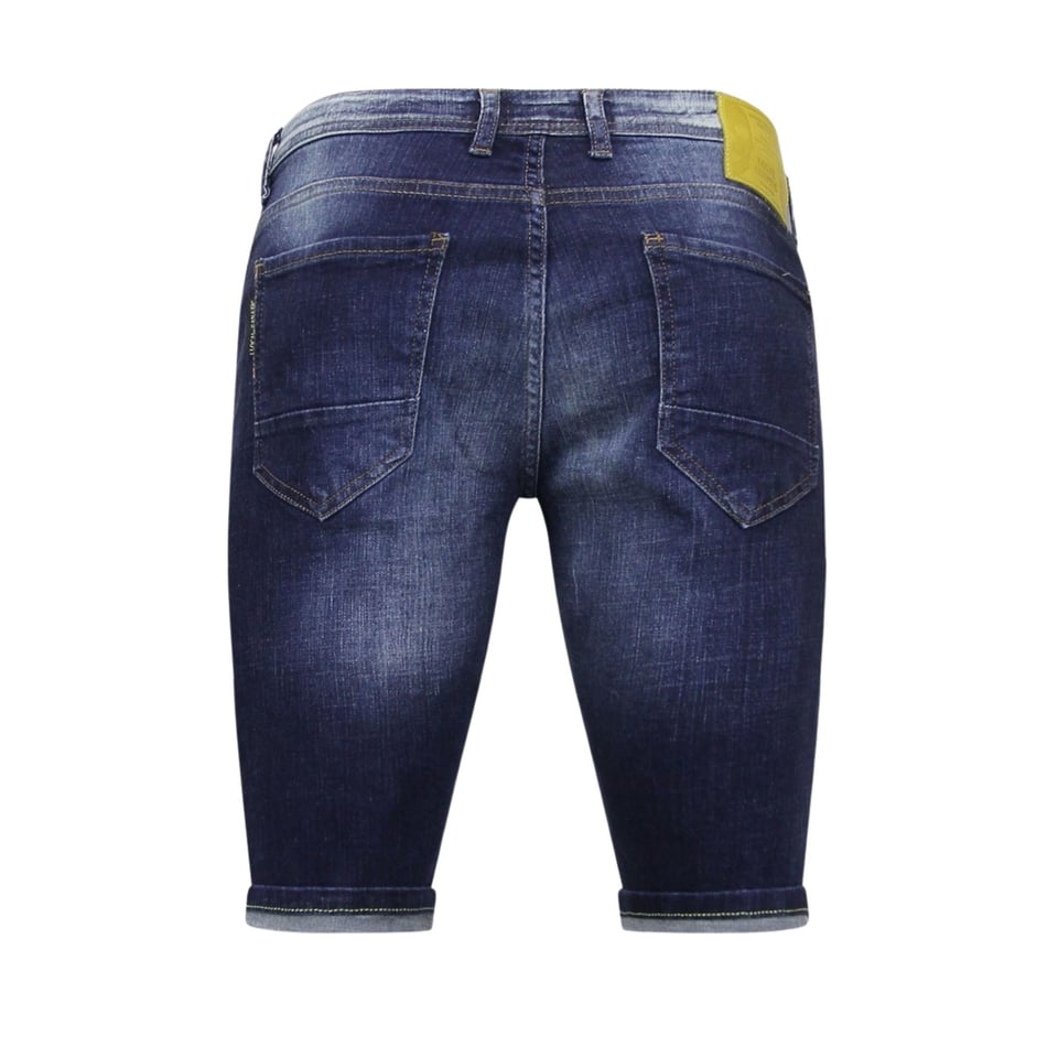 Korte Heren Broek Met Verfspatten - 1051 - Blauw