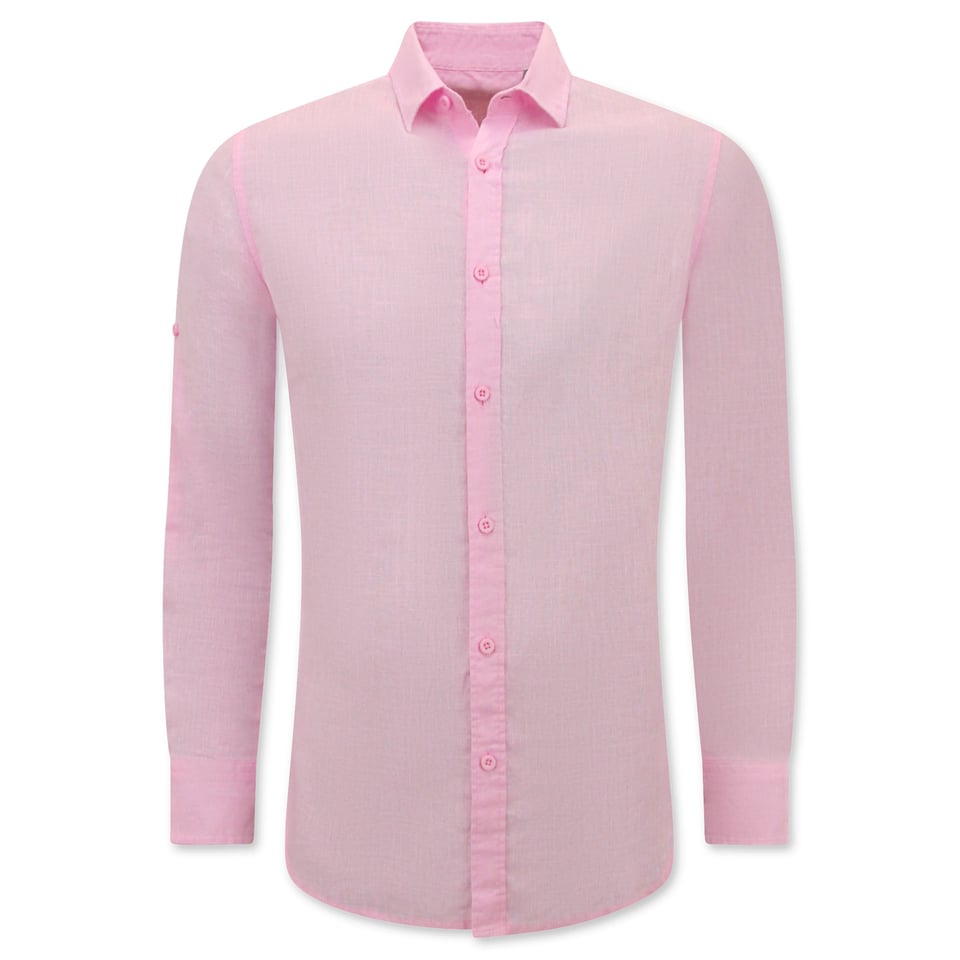 Linnen Overhemd Heren - Regular Fit - Casual Blanco - Roze