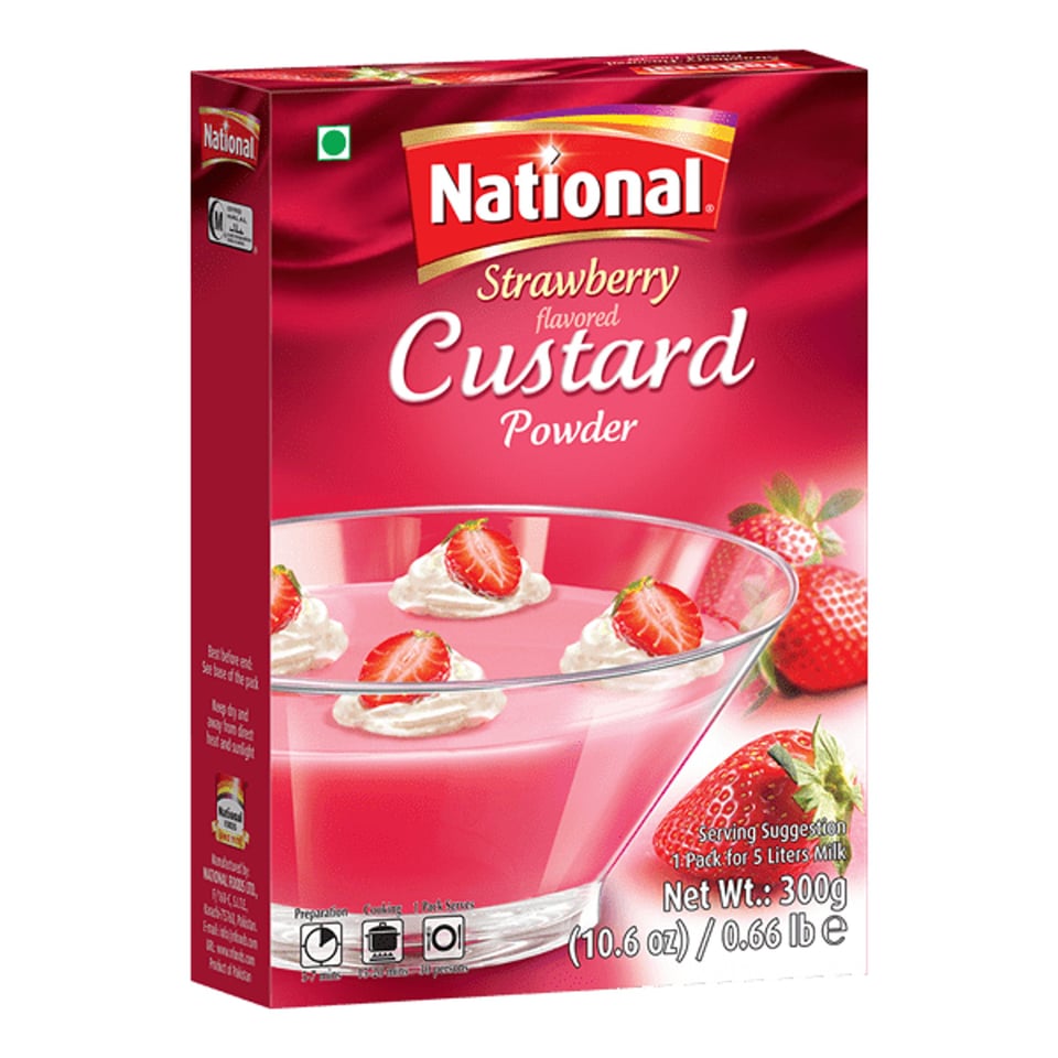 National Strawberry Custard Powder 300Gr