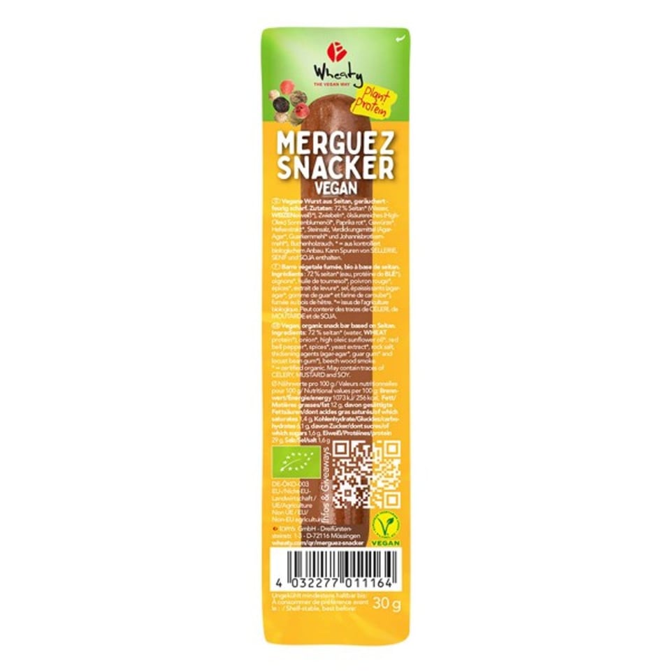 Wheaty SNACKER Merguez, BIO, 30g