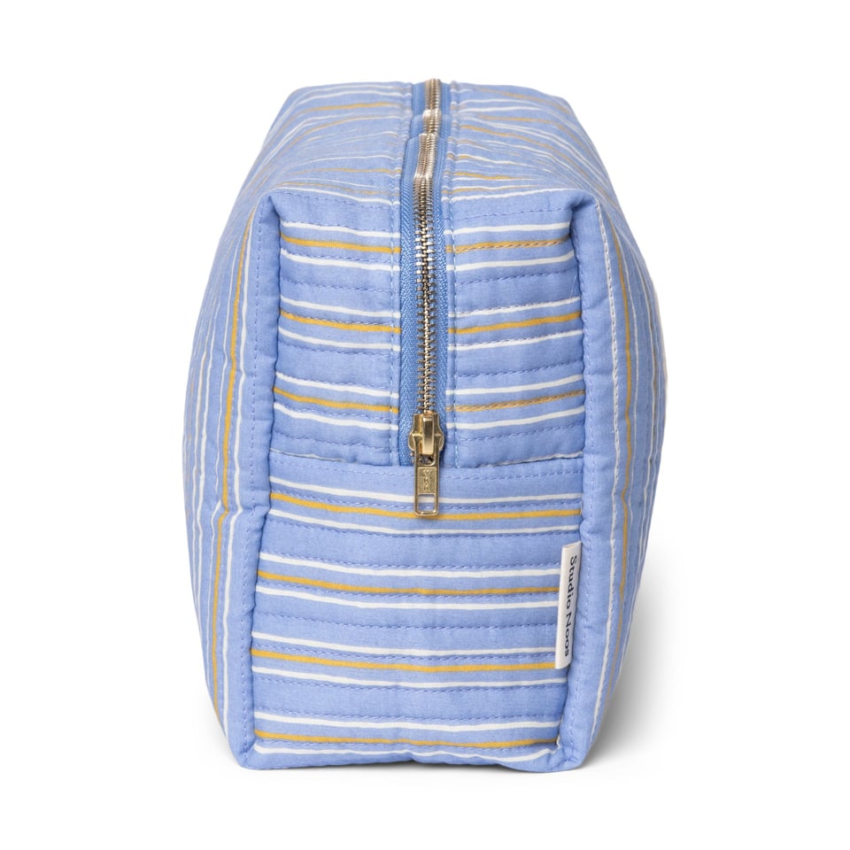 Serenity Cotton Striped Toiletry Bag - Blue