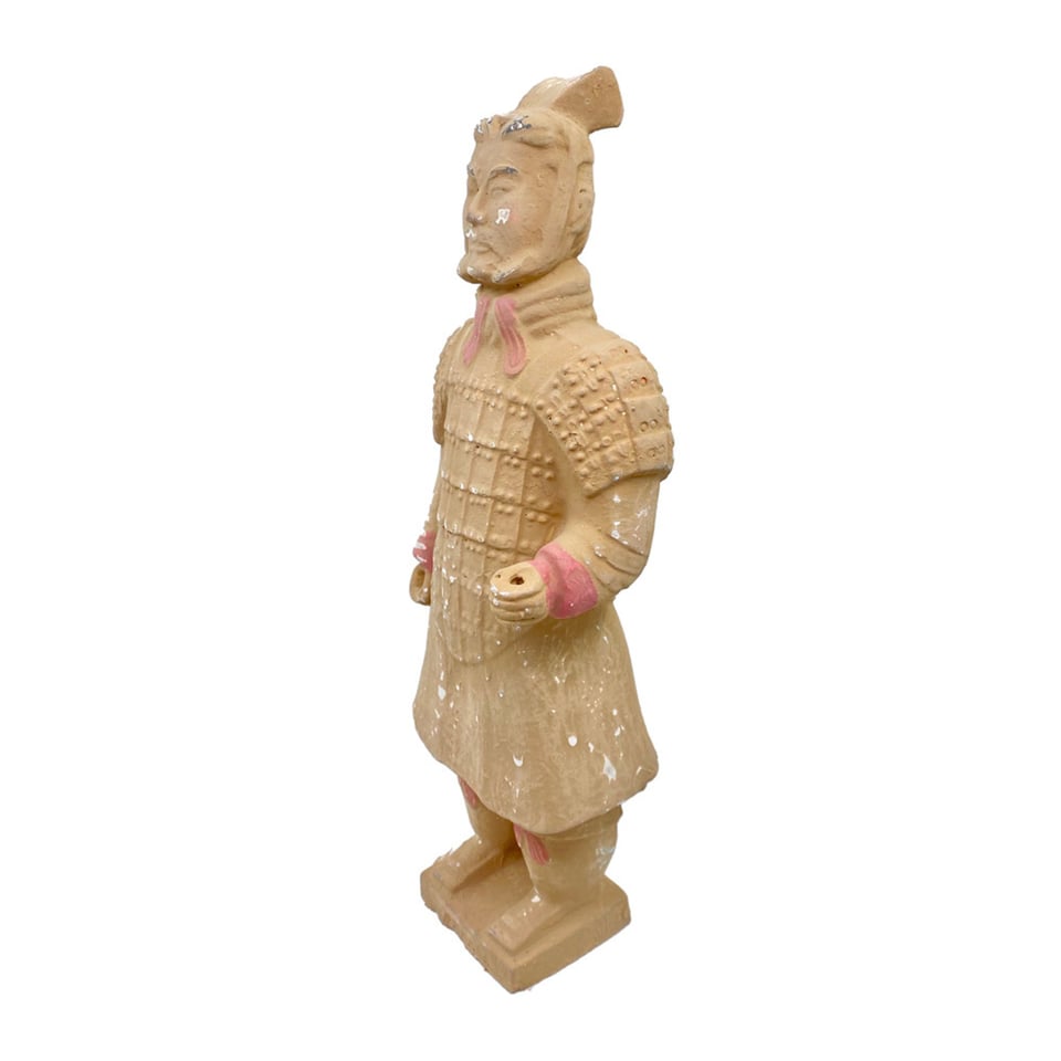 Beeld Chinese Soldaat Staand Strik Terracotta 15x42cm