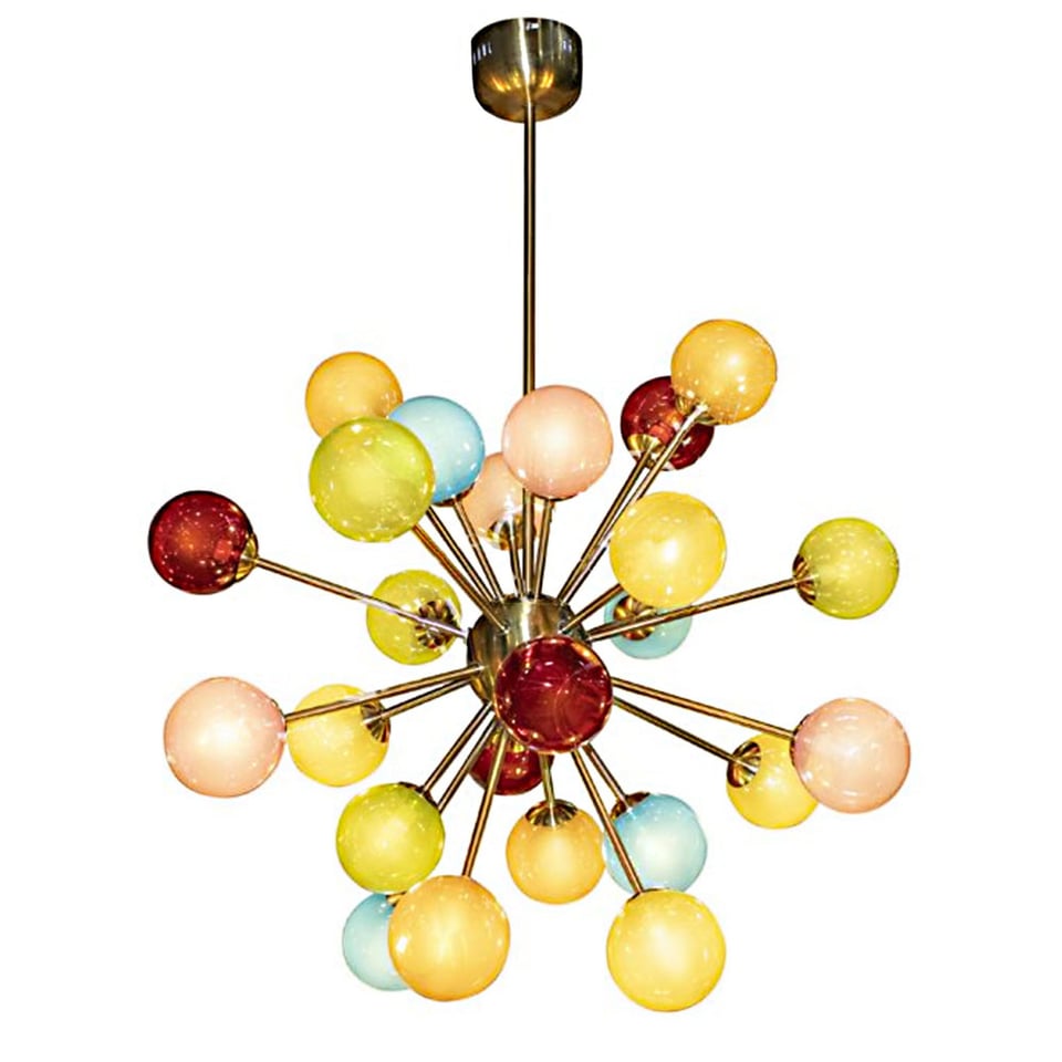 Hanglamp Bollen Multicolor Metaal Glas 75x160cm