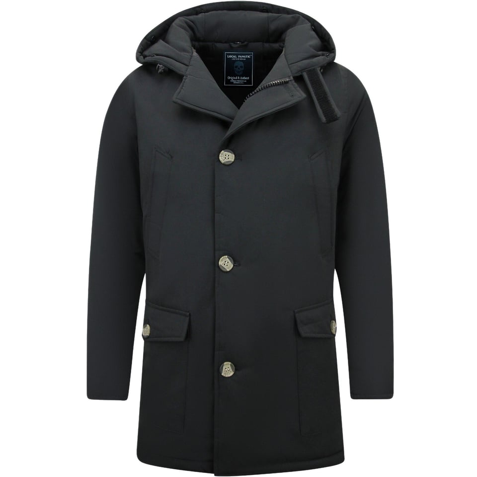 Lange Parka Heren Met Capuchon - 7101 - Zwart