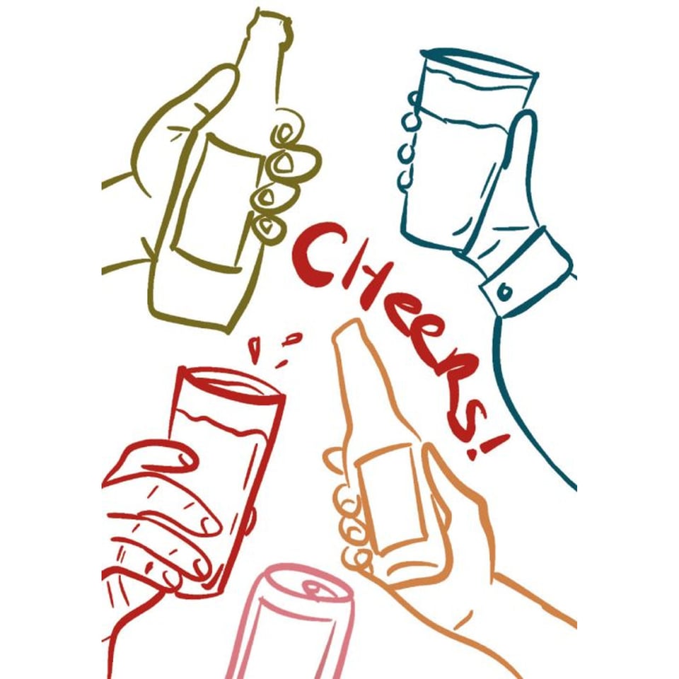 Context Cards Gevouwen Kaart- La Vie Est Belle Cheers Flesjes
