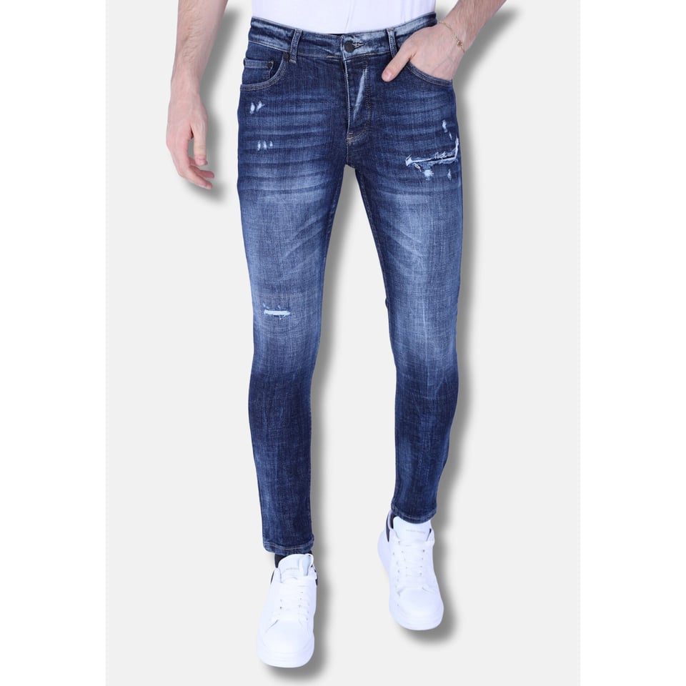 Gescheurde Heren Spijkerbroeken Slim Fit -1100 - Blauw