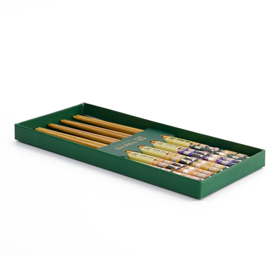 Eetstokjes Shiba Dog Groen Set 5 in Cadeau Doos