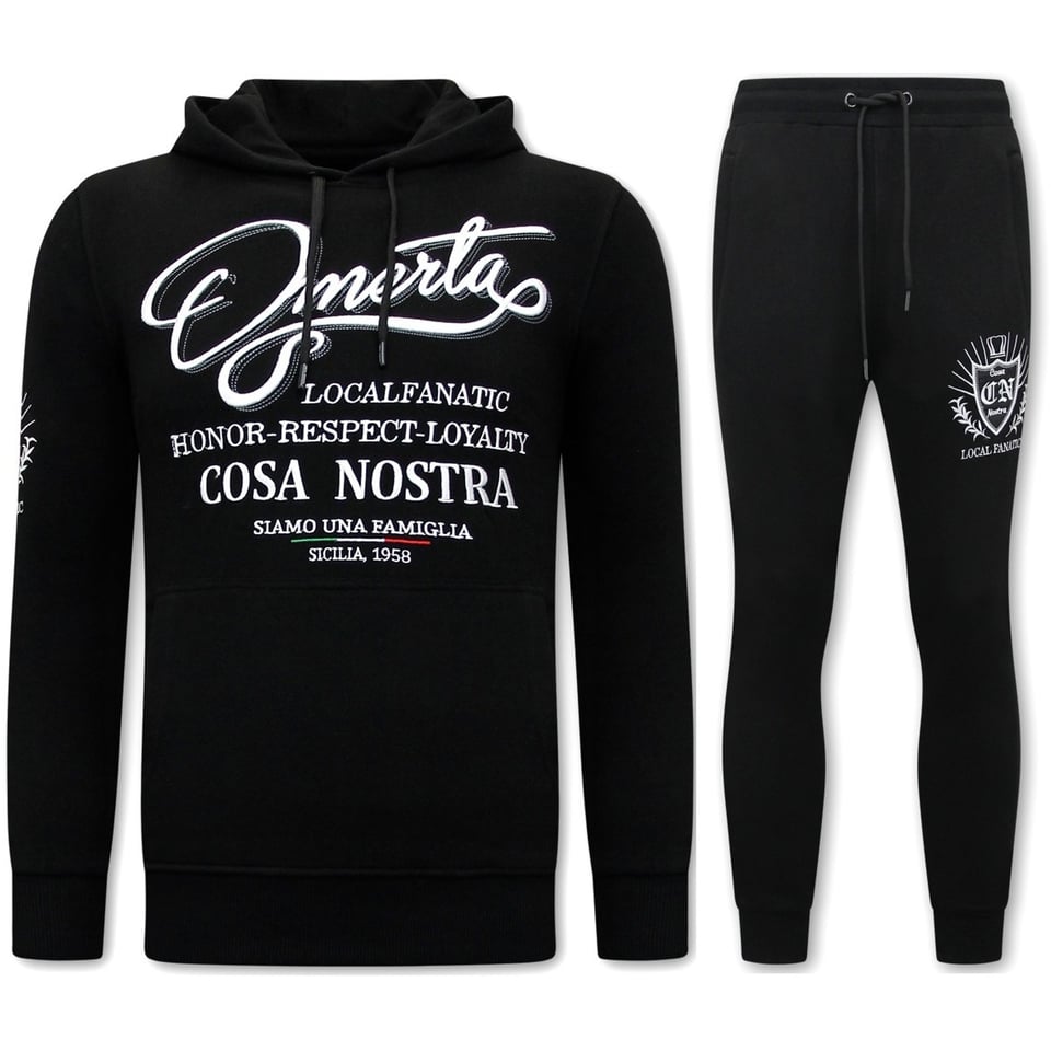 Exclusieve Heren Joggingspak - Omerta, Cosa Nostra - Zwart