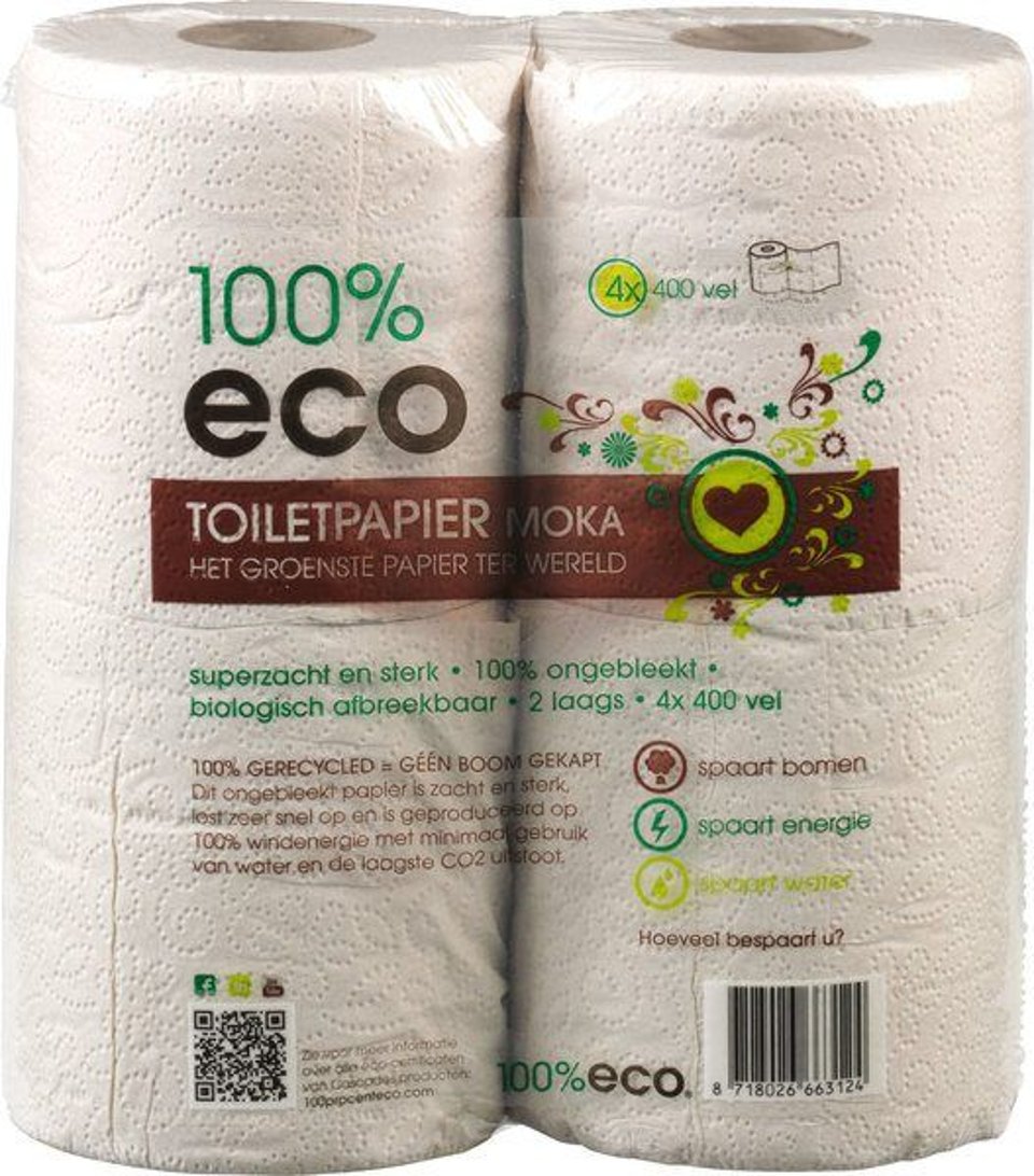 100%Eco Toiletpapier Moka 4 Stuk