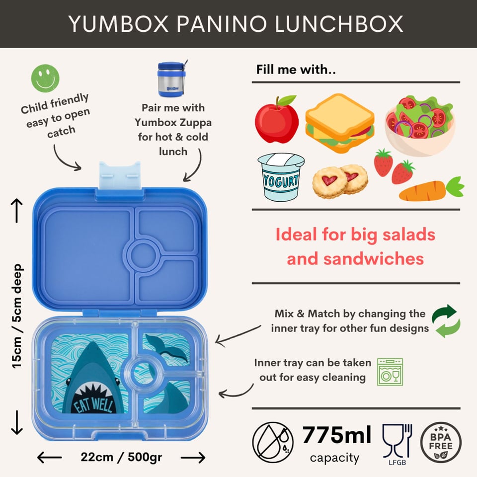 X Yumbox Panino 4 Vakken True Blue / Shark - Blauw