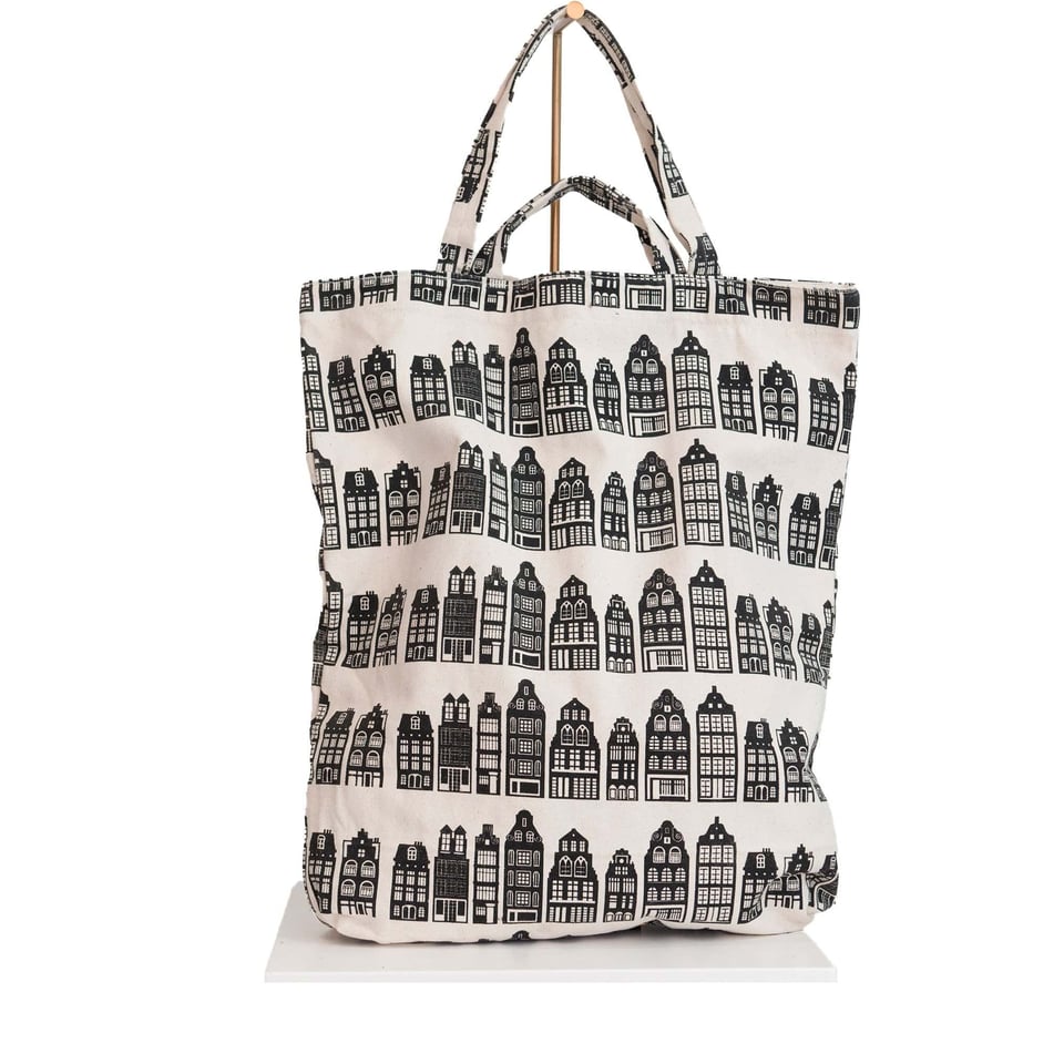 Tote Bag Amsterdam Houses Black