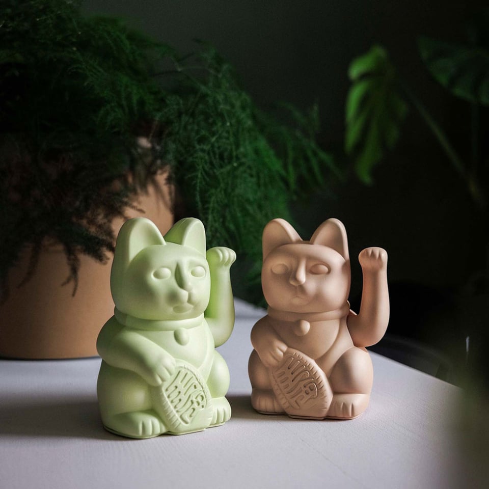 Lucky Cat Light Green 15cm