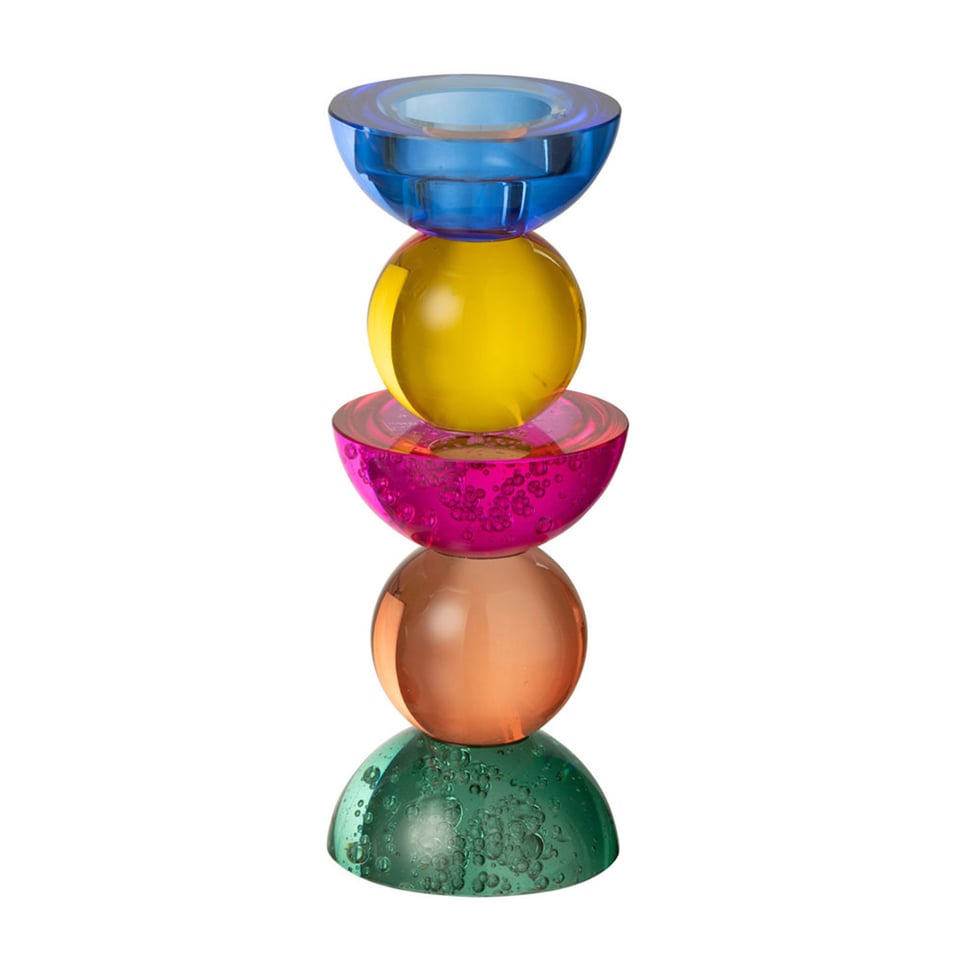 Kandelaar Votief Multicolor Glas 8x21cm in 2 Variaties