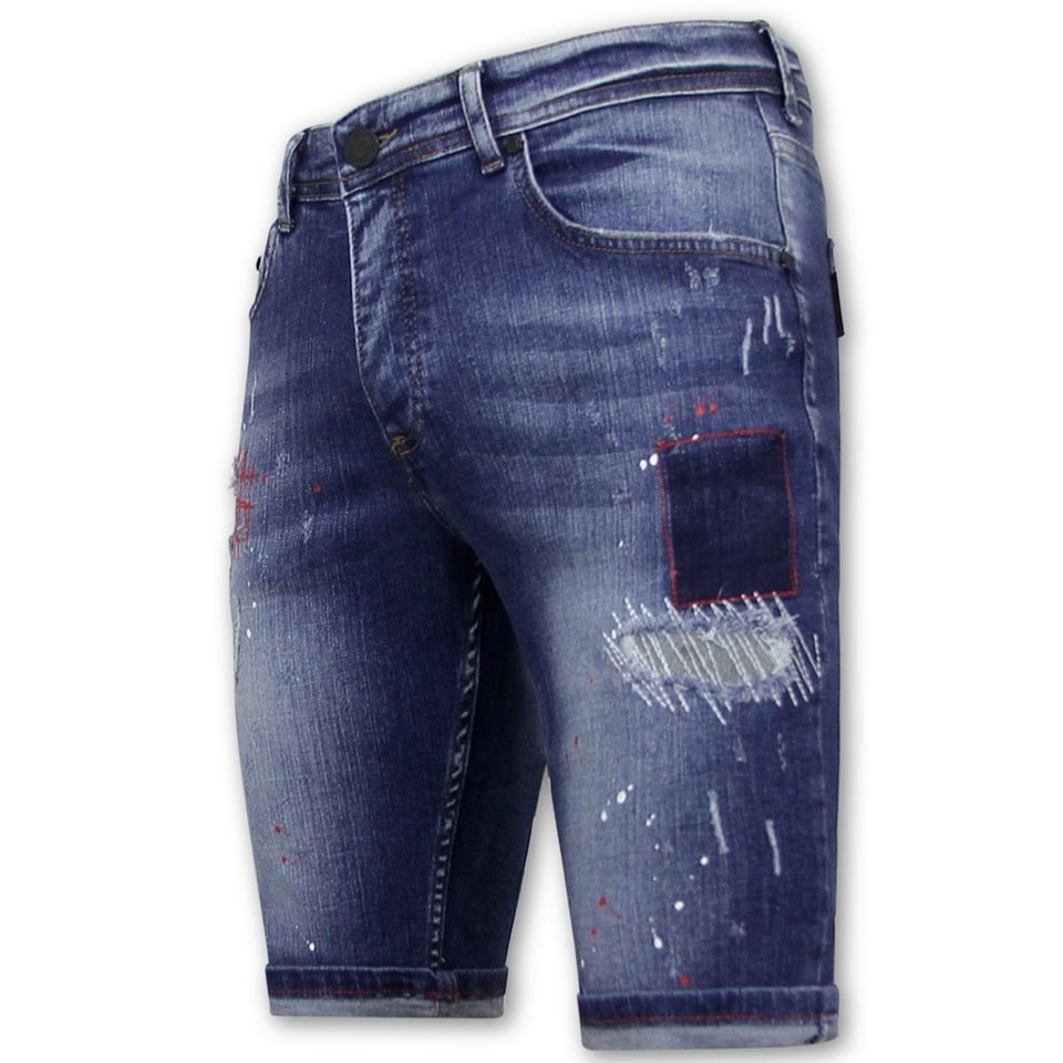 Exclusieve Korte Spijkerbroek Heren Stretch - 1041 - Blauw